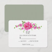 Carte RSVP Chic Mariage Shabby Rose Floral (Devant / Derrière)