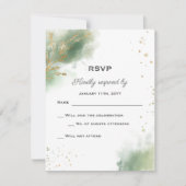 Carte RSVP Chic Moss Green Gold Wedding (Devant)