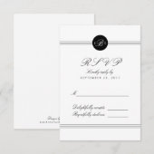 Carte RSVP Chic noir blanc Monogramme Réponse (Devant / Derrière)