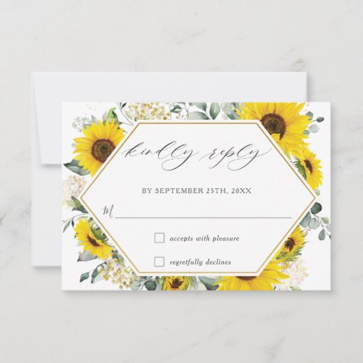 Carte RSVP Chic Sunflower Floral Wedding (Devant)