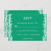 Carte RSVP Chic White Botanical Border Wedding (Devant / Derrière)