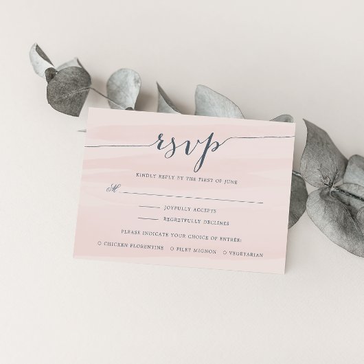 Carte RSVP Chiffon avec choix de repas | Blush