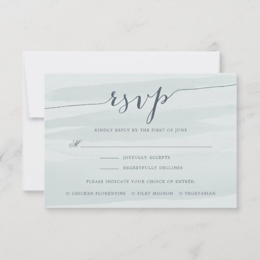 Carte RSVP Chiffon avec choix de repas | Mer (Devant)