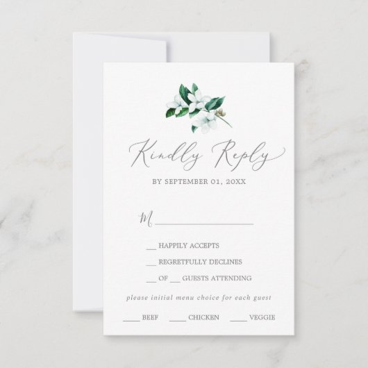 Carte RSVP Choice Menu Woodland Green (Devant)