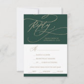 Carte RSVP Choix du menu de calligraphie verte rom (Devant)