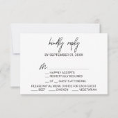 Carte RSVP Choix du menu de calligraphie Whimsical (Devant)