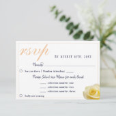 Carte RSVP Choix du menu Mariage bleu rose jaune (Debout devant)