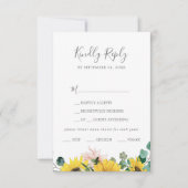 Carte RSVP Choix du menu Russe Sunflower Eucalyptu (Devant)