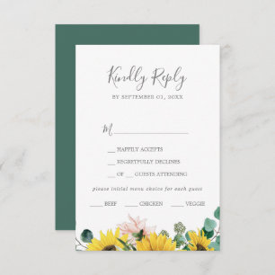Carte RSVP Choix du menu Russe Sunflower Eucalyptu