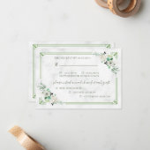 Carte Rsvp Choix Trois Repas Marbre & Fleur Verte (Devant/Arrière en situation)