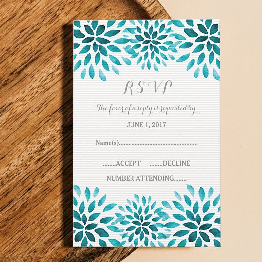 Carte RSVP Chrysanthemum turquoise