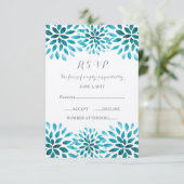Carte RSVP Chrysanthemum turquoise (Debout devant)