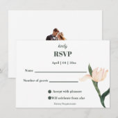 Carte RSVP circulaire florale rose blush moderne (Devant / Derrière)