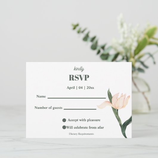 Carte RSVP circulaire florale rose blush moderne (Debout devant)
