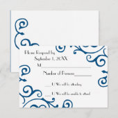 Carte RSVP Cirrus Ivory (bleu) (Devant / Derrière)