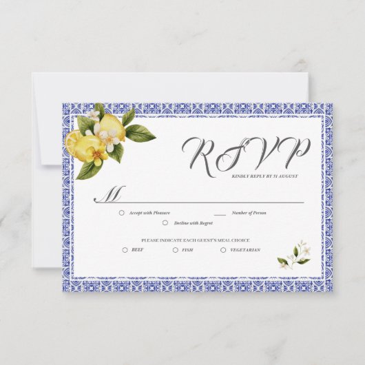 Carte RSVP citron bleu Italia (Devant)