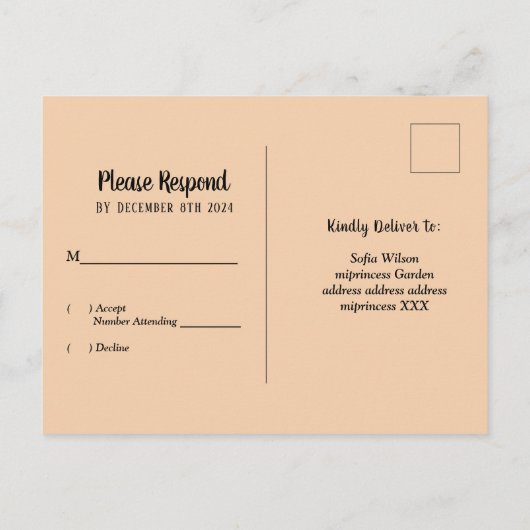 Carte RSVP citrouille, florale, chute (Dos)
