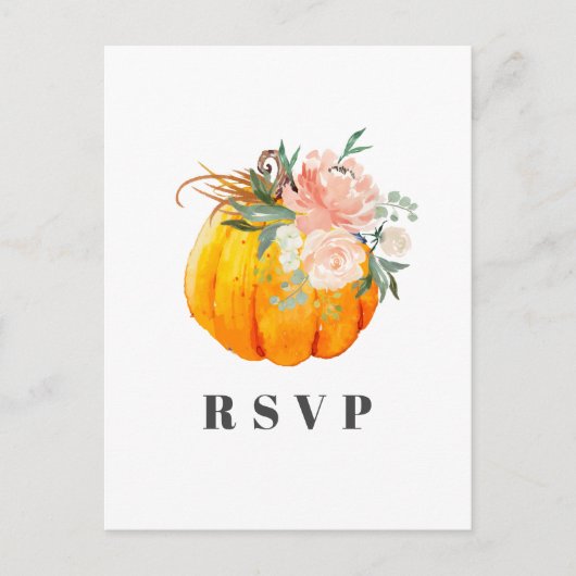 Carte RSVP citrouille, florale, chute (Devant)