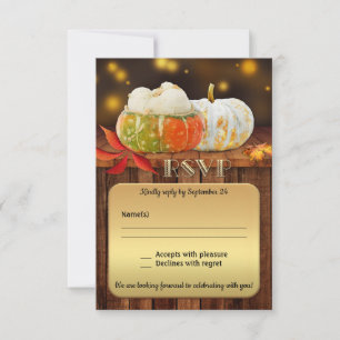 Carte RSVP citrouille Mariage de automne or