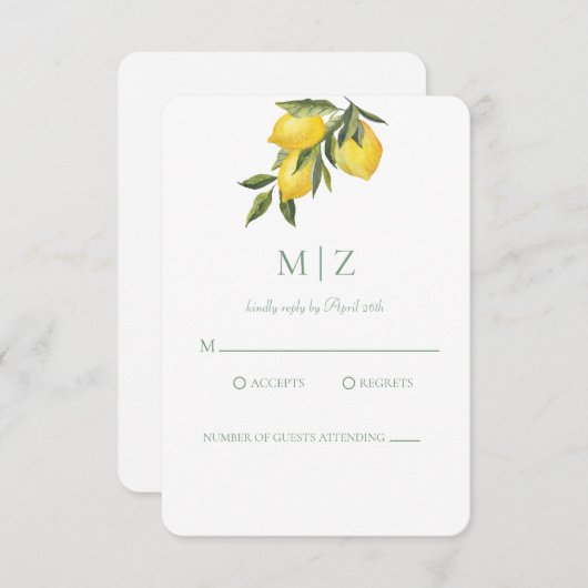 Carte RSVP Citrus Chic Simple (Devant / Derrière)