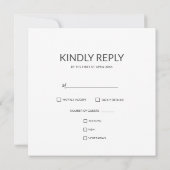 Carte RSVP classique de mariage noir et blanc à la (Dos)