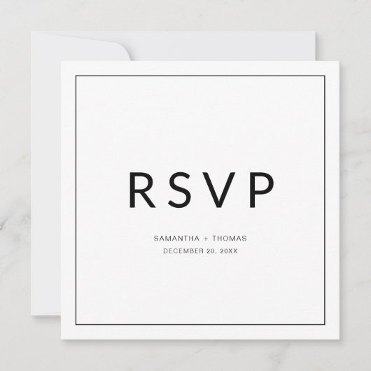 Carte RSVP classique de mariage noir et blanc à la (Devant)