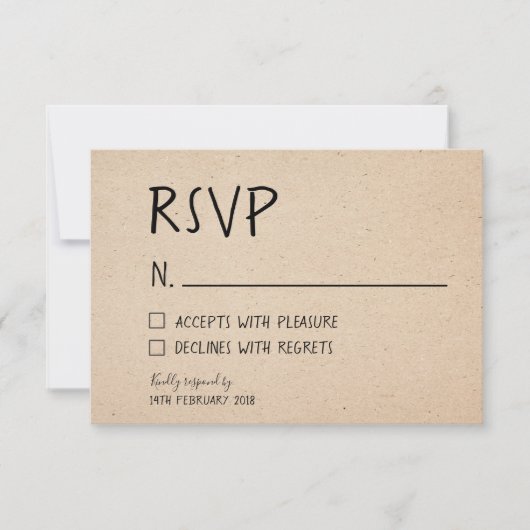 CARTE RSVP CLASSIQUE ÉCRITE À LA MAIN - PAPIER KRA (Devant)