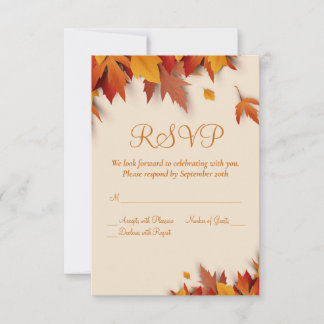 Carte RSVP classique Feuille automne
