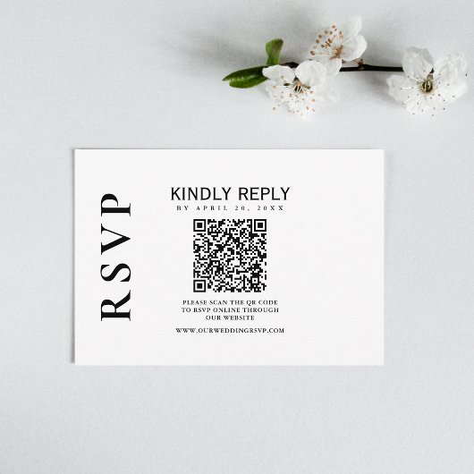 Carte RSVP classique moderne noir et blanc
