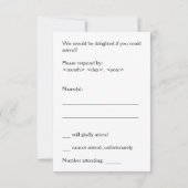 Carte "rsvp" classique, nostalgique et Vintage (Dos)