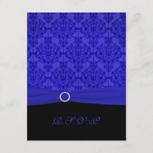Carte RSVP Cobalt bleu et noir Damas
