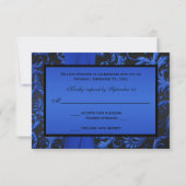 Carte RSVP Cobalt bleu et noir Damas (Dos)