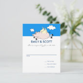 Carte RSVP cochon volant (Debout devant)