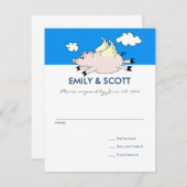 Carte RSVP cochon volant (Devant / Derrière)