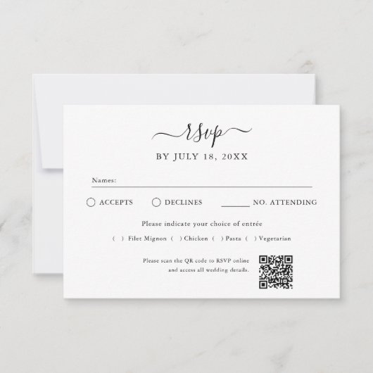 Carte RSVP Code QR Photo Blanc Cassé (Devant)