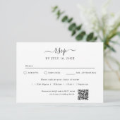 Carte RSVP Code QR Photo Blanc Cassé (Debout devant)
