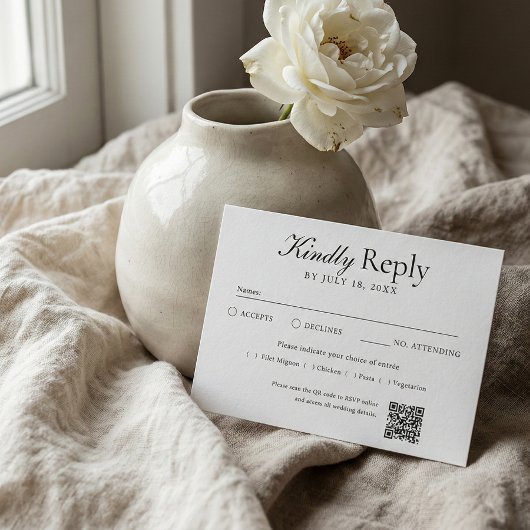 Carte RSVP Code QR Photo Blanc Cassé