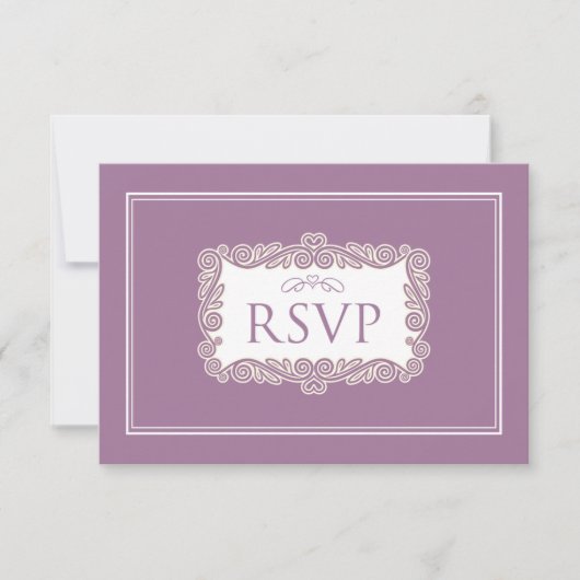 Carte RSVP Coeur Charming (violet) (Devant)