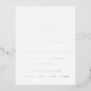 Carte RSVP contemporaine Silver Foil de mariage mo