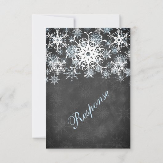 Carte RSVP cool Blue Snowy Chalkboard Style Mariag (Devant)