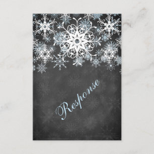Carte RSVP cool Blue Snowy Chalkboard Style Mariag
