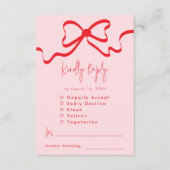 Carte RSVP Coquette Pink Red Bow Wedding (Devant)
