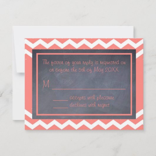 Carte RSVP Coral Chevron (Devant)