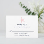 Carte RSVP Coral & Navy Starfish (Debout devant)