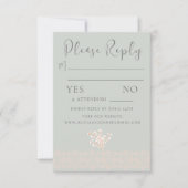 Carte RSVP couleur blanc vert Sage romantique (Devant)