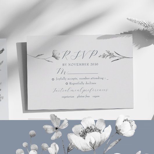 Carte RSVP couleur bleu argent