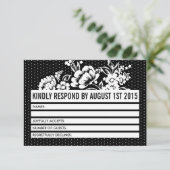 Carte RSVP couleur bloc noir et blanc (Debout devant)