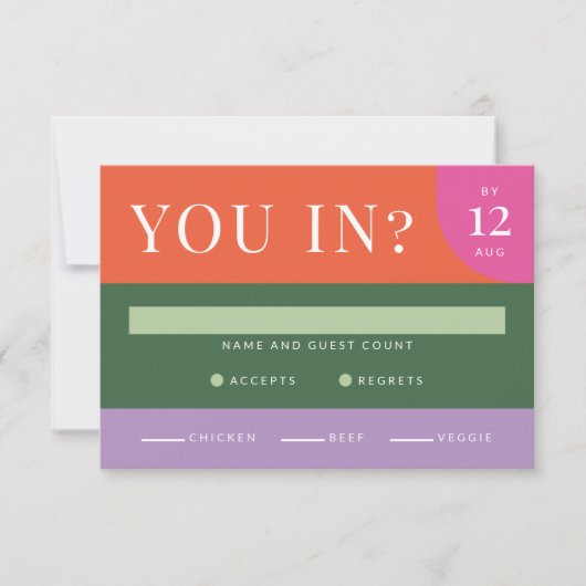 Carte RSVP couleur brillante en gras unique rose o (Devant)