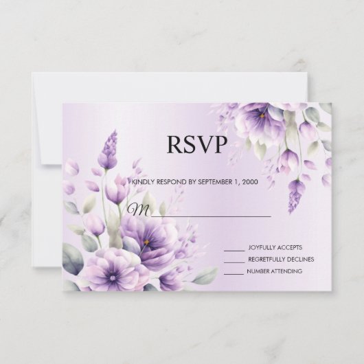 Carte RSVP couleur d'eau violet (Devant)