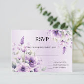 Carte RSVP couleur d'eau violet (Debout devant)